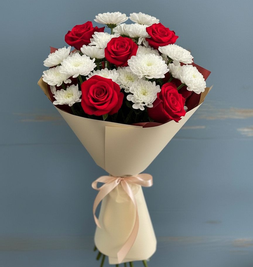 Букет цветов из: Розы и Хризантемы в Визинге