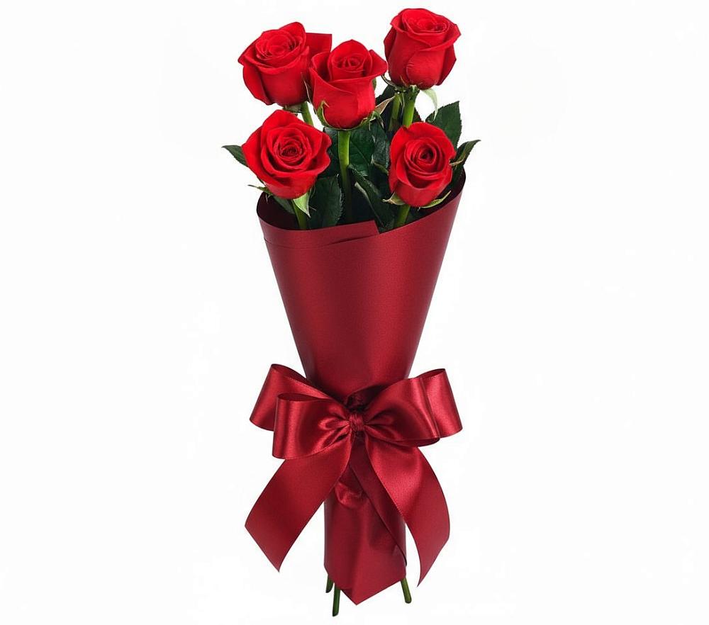 Букет 5 Красных роз Эдлесс Лав в Визинге