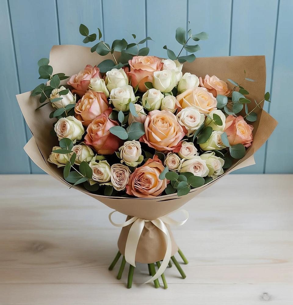 Букет цветов из: Альстромерии и Розы в Визинге