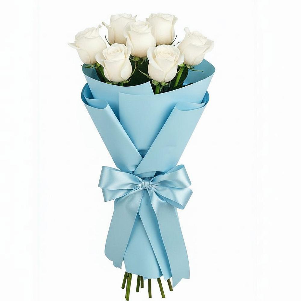 Букет 7 белых роз Проуд в Визинге