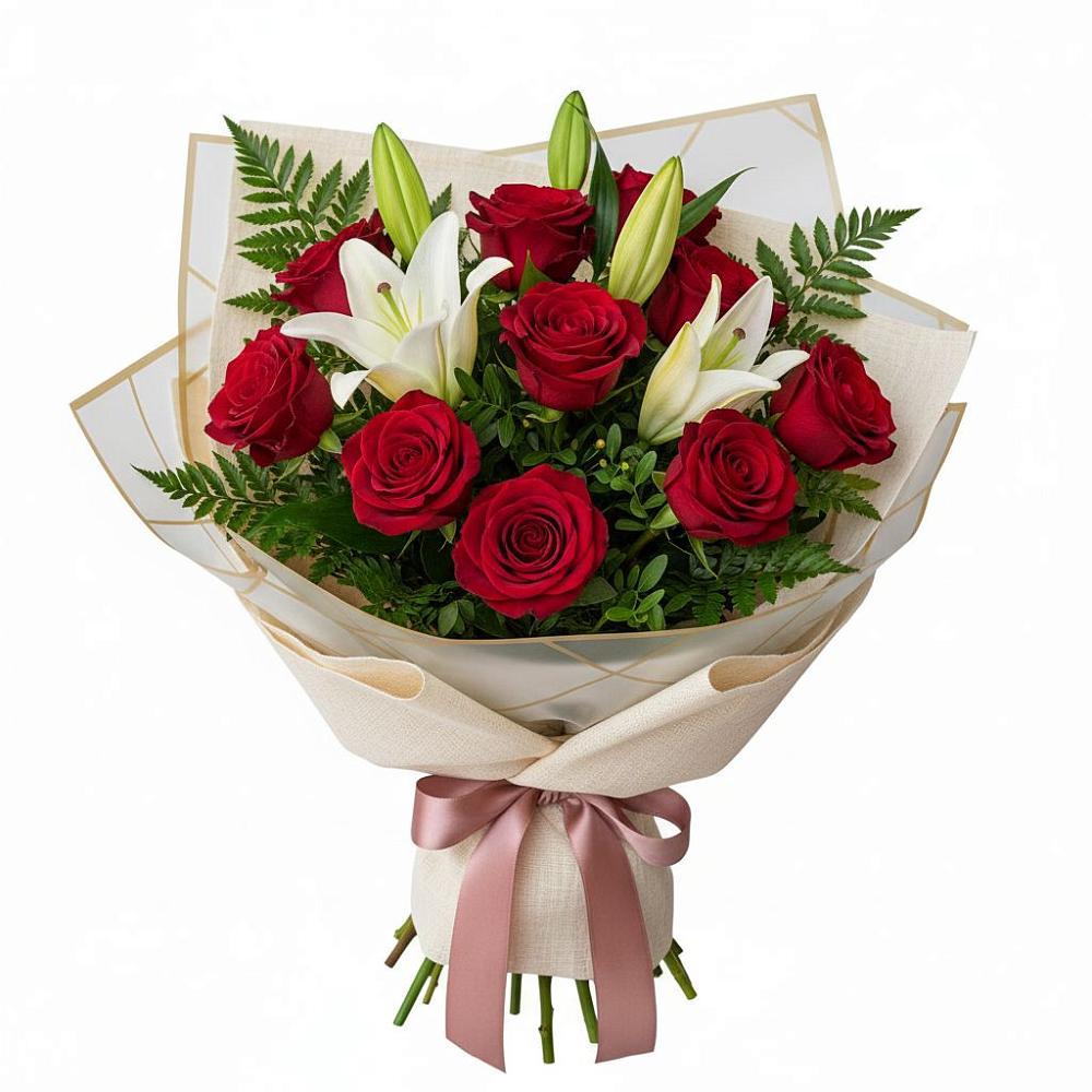 Букет цветов из: Лилии и Розы в Визинге