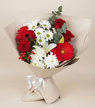 Букет цветов из:  Розы, Хризантемы, Герберы и Лилии в Визинге