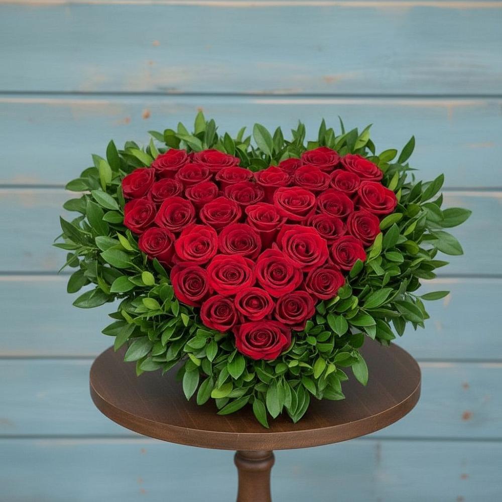 Цветочная композиция из Розы в виде сердца в Визинге