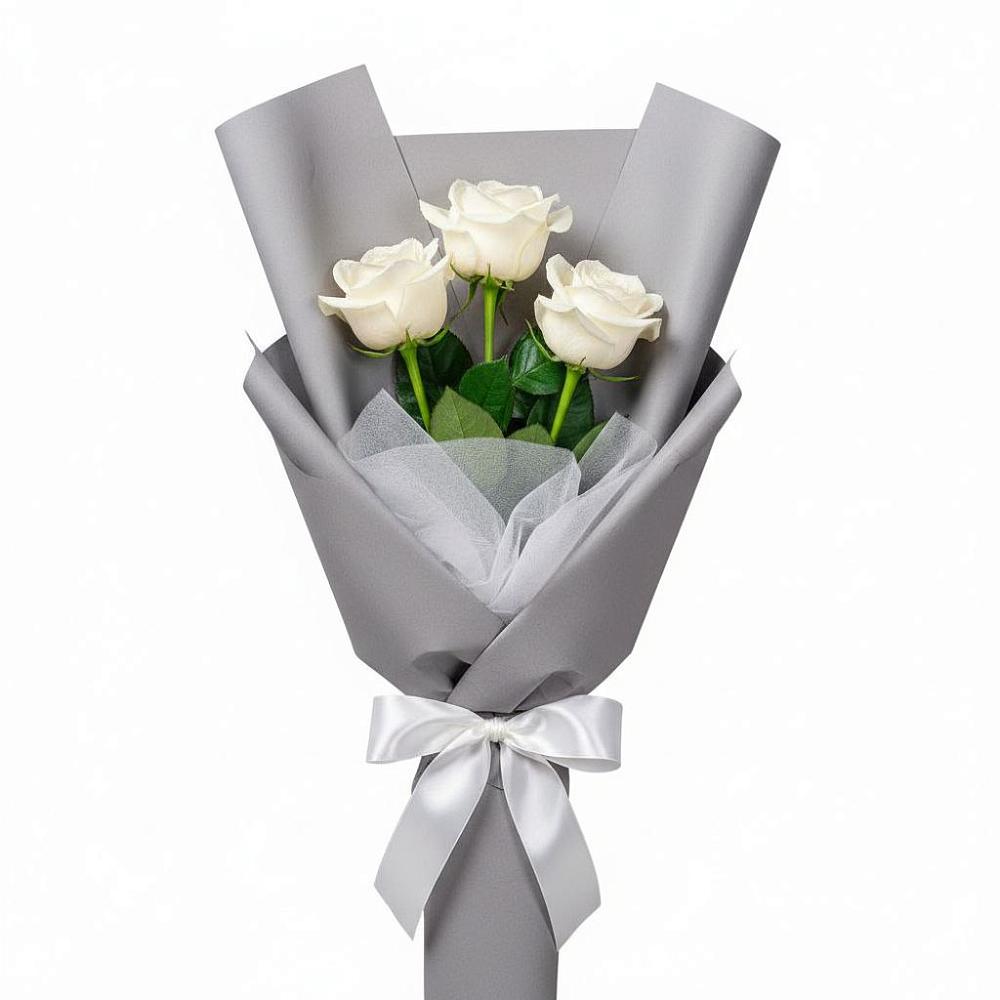 Букет 3 белые розы в Визинге