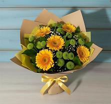 Букет цветов из:  Герберы и Хризантемы в Визинге
