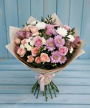 Букет цветов из:  Хризантемы, Розы и Альстромерии в Визинге