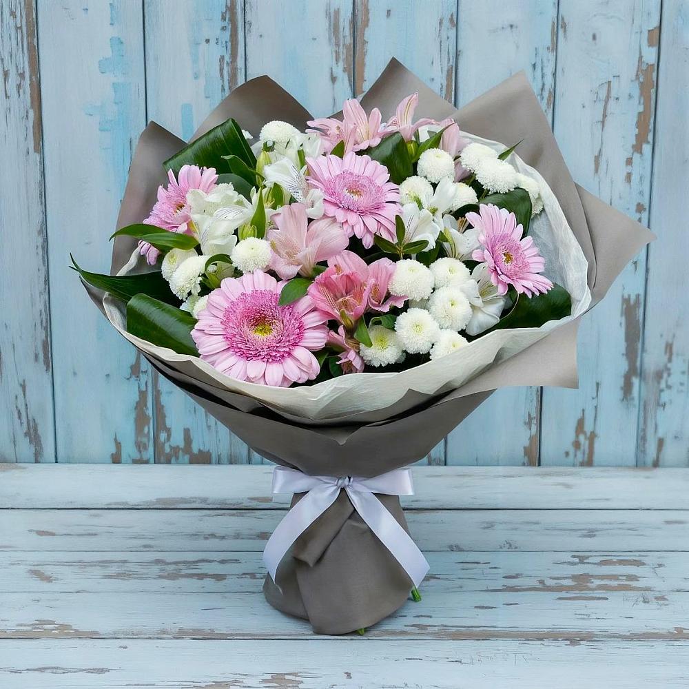 Букет цветов из: Герберы, Альстромерии и Хризантемы в Визинге